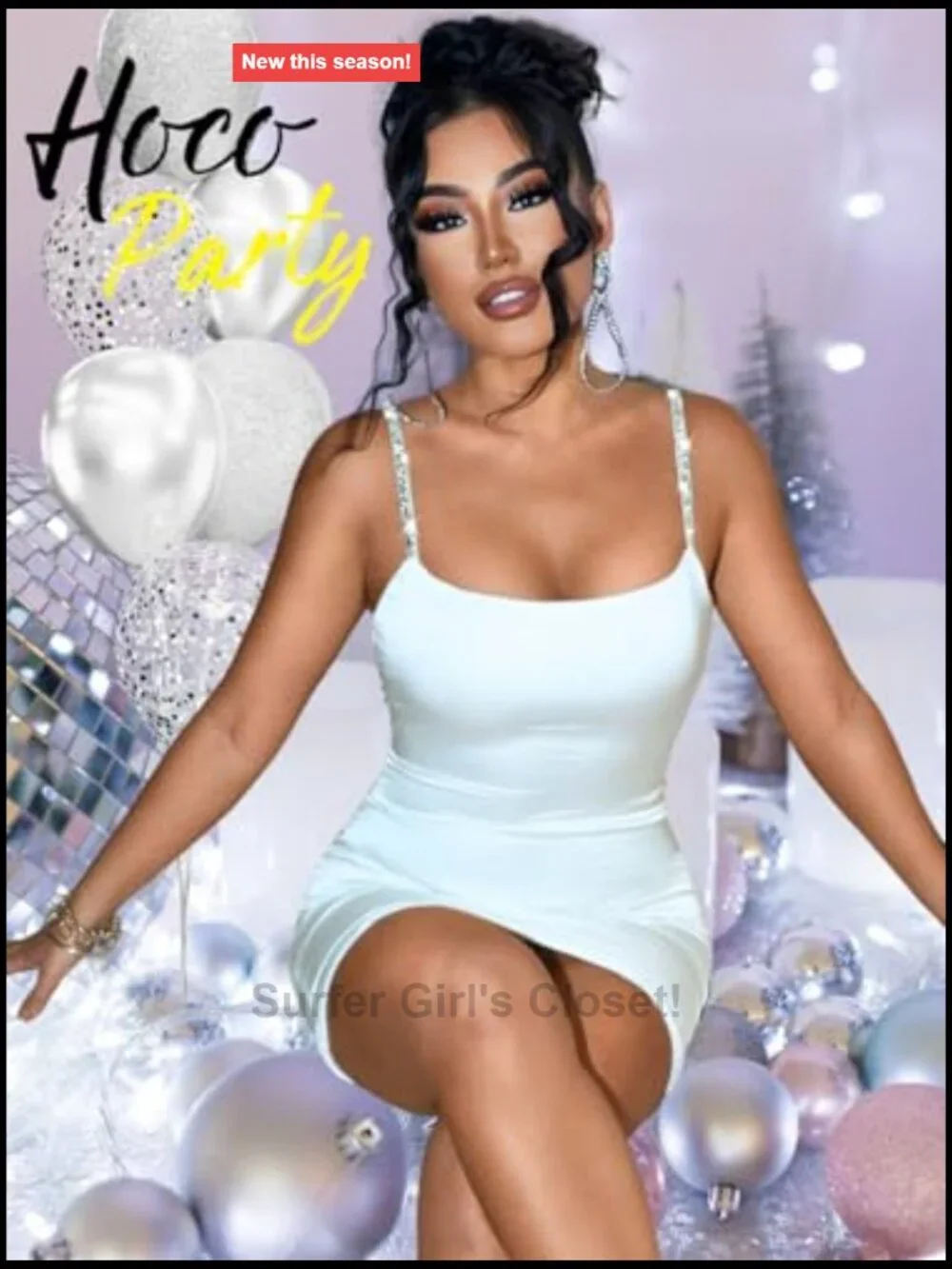 Rhinestone Straps Low Back Bodycon Mini Dress, Sexy Club Party Night Out